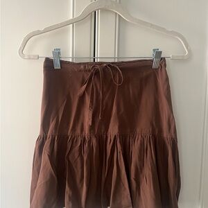 Brown John Galt mini skirt with tie waist